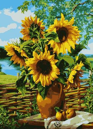 Соняшники, квіти, український пейзаж, букет 40*50 см картина но номерам