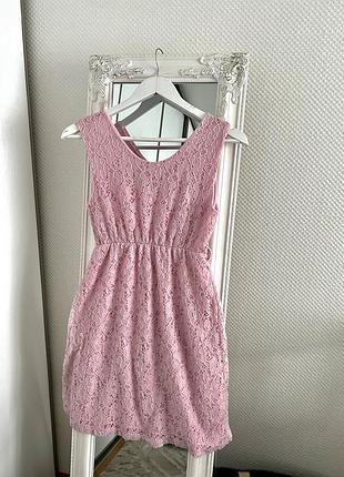 Очень красивое кружевное платье h&amp;m стили 164 см. летнее платье розовое 14р