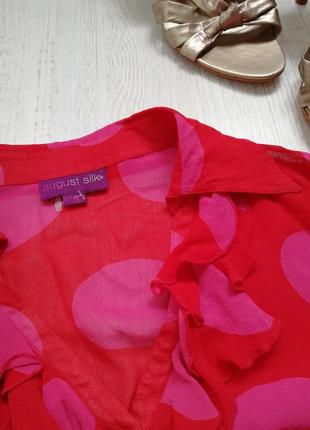 💋 шёлковый топ в горошек 💋красная укороченная блуза в стиле ретро3 фото