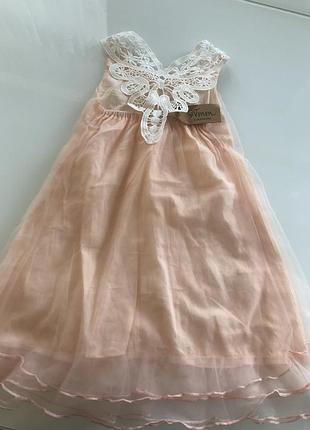 Стильное персиковое платье для девочки 2-3 года