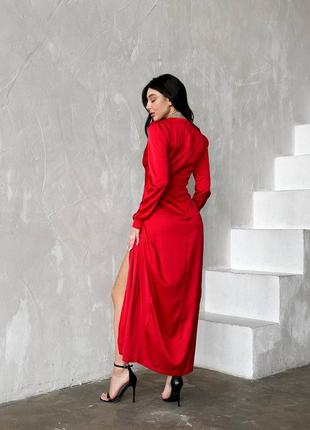 Платье шелковое красное длинное6 фото