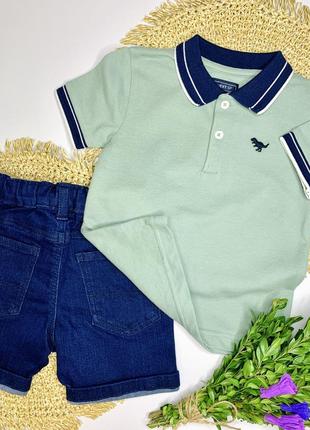Сет з 2-х предметів: темно-сині джинсові шорти та дитяча футболка поло