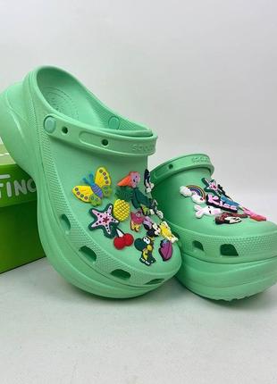 Женские кроксы сабо на платформе crocs classic bae mint