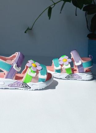 Босоножки разноцветные яркие открытые сандали6 фото