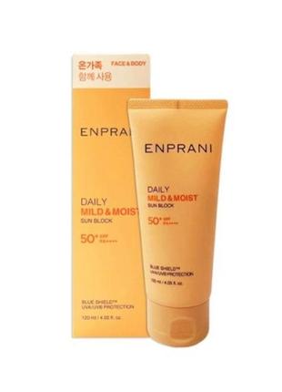 Солнцезащитный крем enprani daily sun block mild & moist spf 50+/pa++++ 120ml
