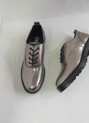 Серебристые стилные туфли от "even&odd", р 385 фото