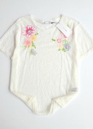 Zara блуза кружевна з вишивкою