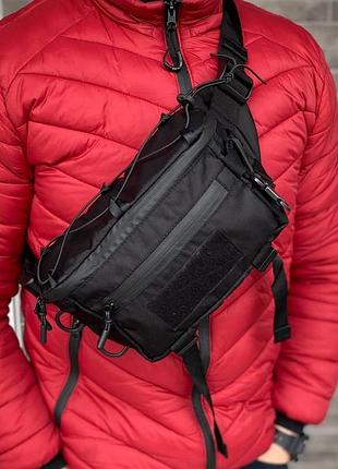 Тактическая черная сумка бананка на пояс на грудь слинг универсальная tactic