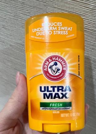 Arm & hammer ultramax твердий дезодорант-антиперспірант для чоловіків, зі свіжим ароматом, 28 г