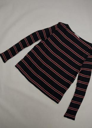 Блуза чорна плісе в червоно-білу смужку2 фото