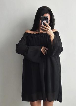 Чорна шифонова сукня, сукня-балахон2 фото
