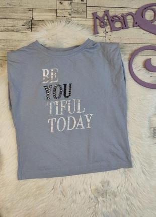 Дитяча футболка zara для дівчинки блакитна зі стразами та підплічниками розмір 122