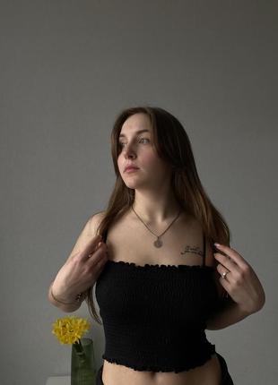 Топ чорний жіночий в рубчик на бретельках топік