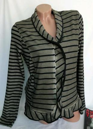 Трикотажная кофта/куртка на змейке, цвет хаки  в черную полосу р. n5-l, от marc cain