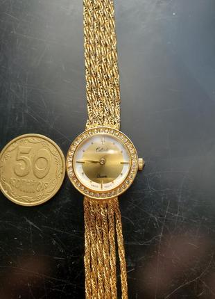 Calinda, изысканные золотистые часы с браслетом2 фото