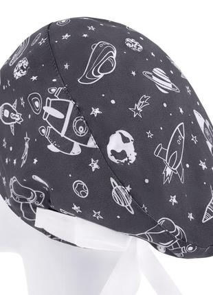 Медична шапочка шапка жіноча тканинна бавовняна багаторазова принт ракети нло2 фото