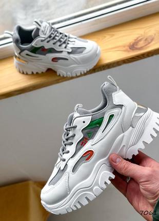 Білі кросівки dual з сірими та кольоровими вставками9 фото