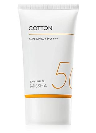 Сонцезахисний крем із оксамитовим фінішом missha all around safe block cotton sun spf50+/pa++++