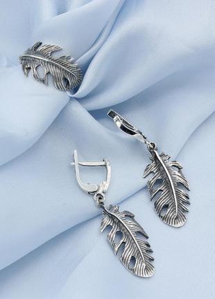Срібне кільце і сережки "невагомість"1 фото