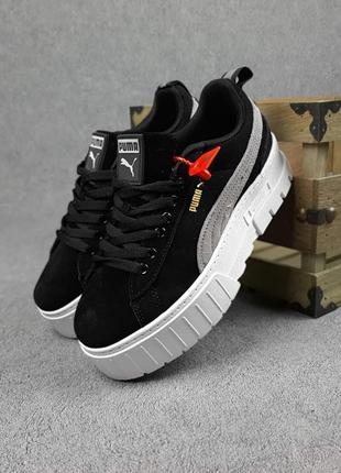 Кроссовки puma mayze черно белые высокие cali forum air force на платформе