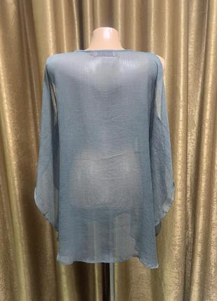 Лёгкая, воздушная, пляжная полупрозрачная блузка туника парео boohoo с вырезами на плечах размер s4 фото