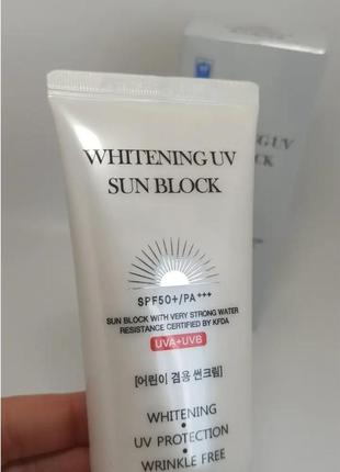 Осветляющий солнцезащитный крем jigott whitening uv sun block cream spf 50+ pa+++2 фото