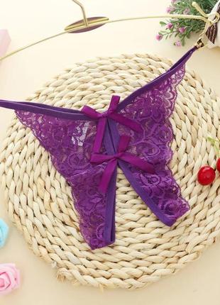 Сексуальні трусики фіолетові - розмір універсальний, резинка до 84см
