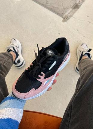 Adidas falcon black/pink жіночі чорно рожеві кросівки адідас з сіточкою черно розовые кроссовки с сеткой демисезон весна осінь3 фото