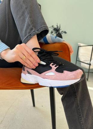 Adidas falcon black/pink жіночі чорно рожеві кросівки адідас з сіточкою черно розовые кроссовки с сеткой демисезон весна осінь7 фото