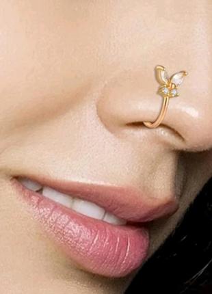 Серьга клипса каффа манжета в нос для носа носика пирсинг обманка у2к y2k хип хоп drill rap
