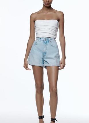 Джинсовые шорты мои высокая посадка голубые zara оригинал