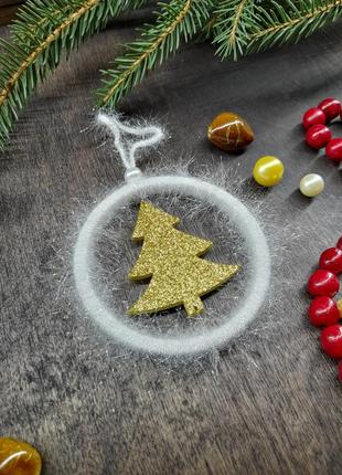 Новогоднее украшение снежинка "елочка", фоамиран золото3 фото