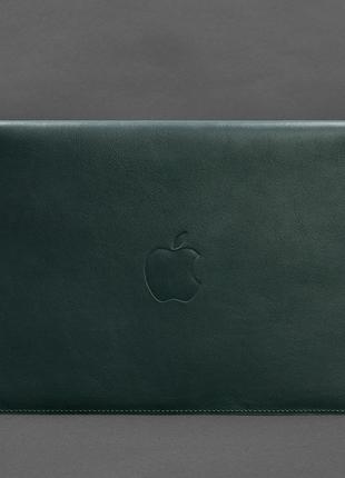 Шкіряний чохол-конверт на магнітах для macbook 15 дюйм зелений1 фото