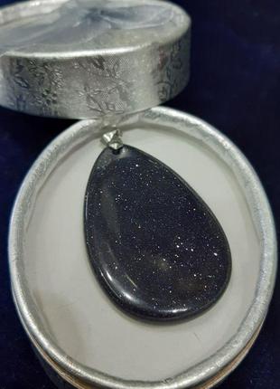Кулон из натурального камня авантюрин "ночи каира" в форме капли. размеры 30 * 25 мм.2 фото