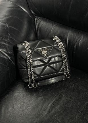 Сумка в стиле prada nappa spectrum black/silver4 фото