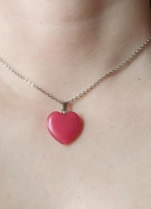 Кулон из натурального камня турмалин в форме сердечка - оригинальный подарок девушке7 фото