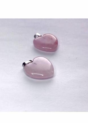 Натуральный камень розовый кварц кулон в форме сердечка - оригинальный подарок девушке2 фото