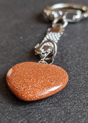 Кулон из натурального камня авантюрин "золотой песок" в форме сердечка. размер 19 мм.5 фото