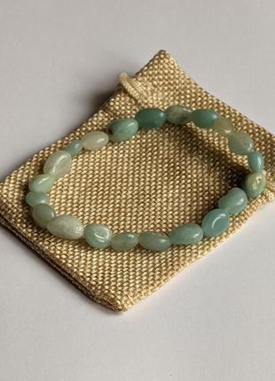 Браслет из натурального камня амазонит размер бусин 6 - 10 мм, длина обхвата 18 см