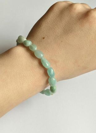 Браслет из натурального камня амазонит размер бусин 6 - 10 мм, длина обхвата 18 см