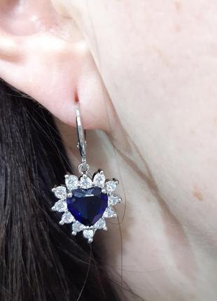 Набір "аквамаринові сердечка" кольє і сережки з медсплава колір срібло - шикарний подарунок в коробочці дівчині