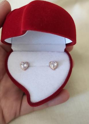 Комплект серьги, кольцо и колье "циркониевые сердечки в золоте 3 в 1" солидный подарок в коробочке для девушки7 фото