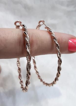 Женские серьги - кольца "изящное переплетение" размер 44 мм из медного сплава - оригинальный подарок девушке1 фото