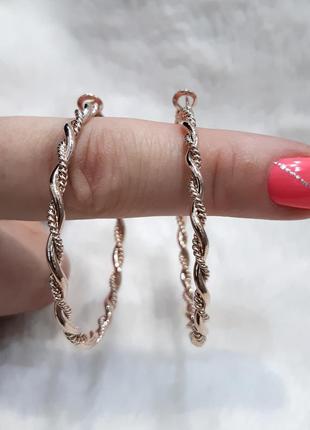 Женские серьги - кольца "изящное переплетение" размер 44 мм из медного сплава - оригинальный подарок девушке2 фото
