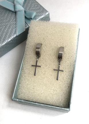 Сережки без проколу "хрестики" медична сталь - оригінальний подарунок дівчині3 фото