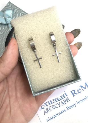 Сережки без проколу "хрестики" медична сталь - оригінальний подарунок дівчині2 фото