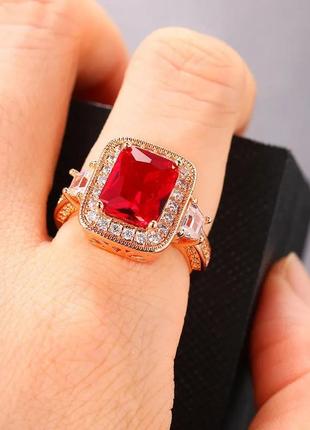 Набор "сияние больших рубинов" - серьги, кольцо и колье ювелирный сплав - солидный подарок девушке в коробочке8 фото