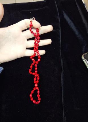Жіноче намисто "червоний корал" довжина 50 см, намистини галтівка 6 - 8 мм - оригінальний подарунок дівчині5 фото