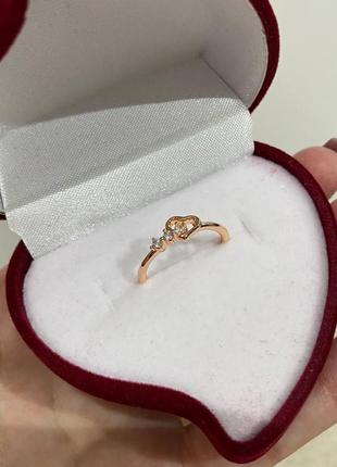 Стильное женское кольцо "алмазная дорожка к золотому сердцу" оригинальный подарок девушке в коробочке4 фото