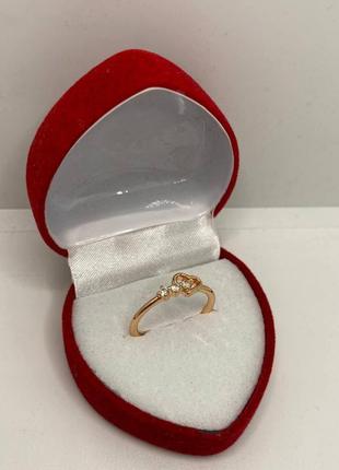 Стильное женское кольцо "алмазная дорожка к золотому сердцу" оригинальный подарок девушке в коробочке5 фото